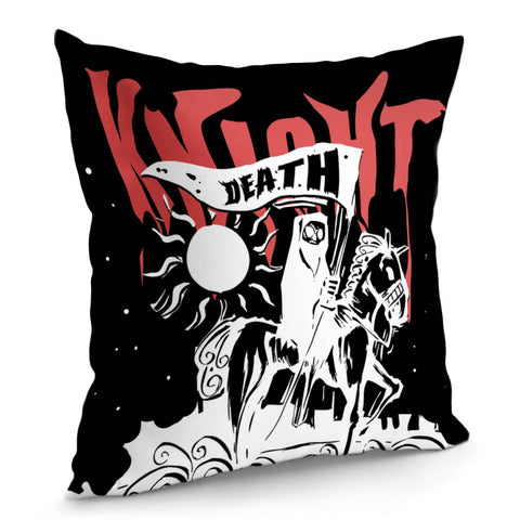 Image of Knight And Skull And Font And Geometry And Sun Pillow Cover