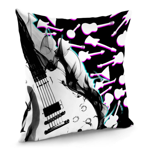 Image of Guitar And Flames And Punk And Font Pillow Cover