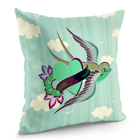 Image of Clouds And Swallows Pillow Cover