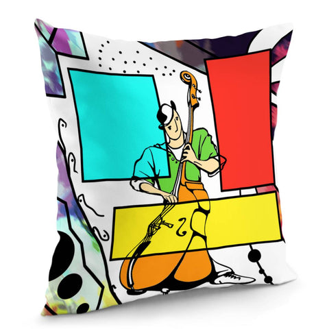 Image of Abstract Painting And Cello And Color And Geometry Pillow Cover