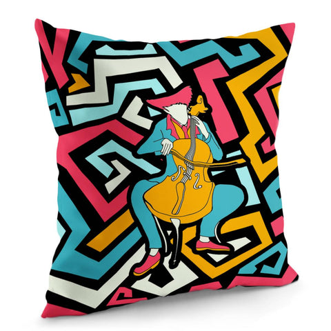 Image of Abstract Painting And Cello And Color And Geometry Pillow Cover