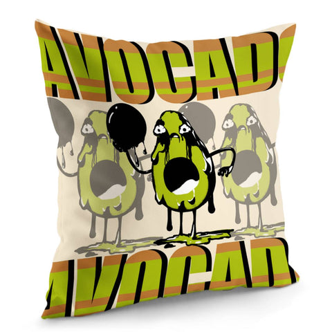 Image of Avocado And Font With Graffiti And Geometry Pillow Cover