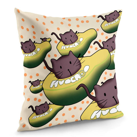 Image of Avocado And Font With Doodles And Polka Dots And Cats Pillow Cover