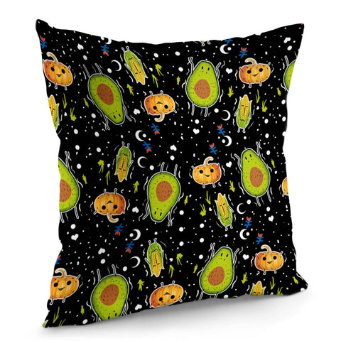 Image of Avocado With Pumpkin And Corn And Graffiti And Polka Dots And Moon And Flowers Pillow Cover