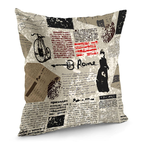 Image of Retro Newspaper Pillow Cover