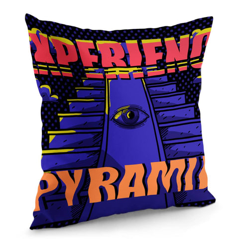 Image of Pyramids And Fonts And Polka Dots And Light And Clouds Pillow Cover