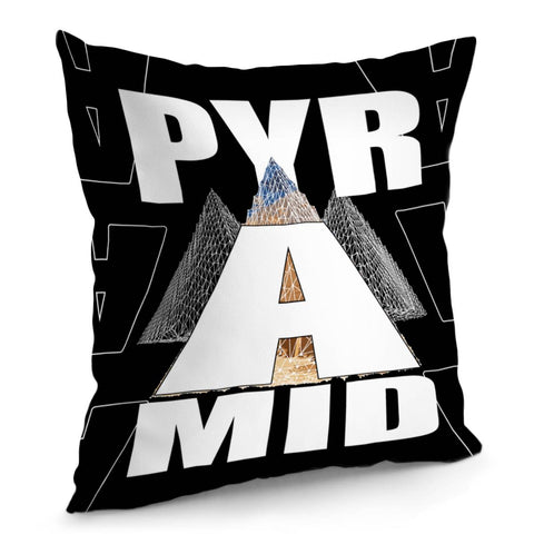 Image of Pyramid And Font And Geometry And Lines Pillow Cover