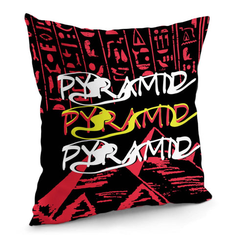 Image of Pyramids And Fonts And Egyptian And Lines Pillow Cover