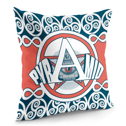 Image of Pyramids And Fonts And Egyptian And Lines And Textures Pillow Cover