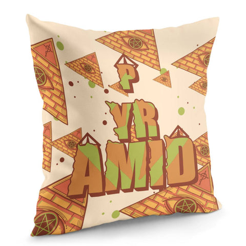 Image of Pyramids And Fonts And Egyptian And Polka Dots Pillow Cover