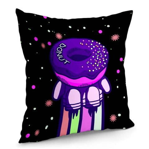 Image of Donuts And Rockets And Stars And Flowers And Rainbow Pillow Cover