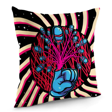 Image of Hand And Rocket And Font And Geometry And Starry Sky Pillow Cover