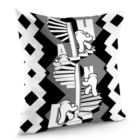 Image of Hand And Stairs And Font And Geometry Pillow Cover