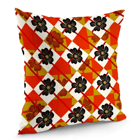 Image of Chess And Flowers And Leaves And Silhouettes Pillow Cover