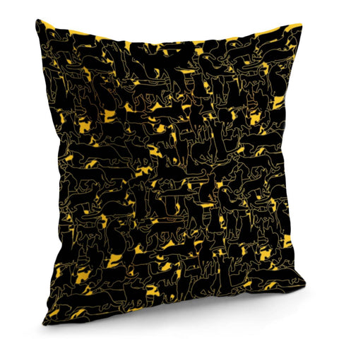 Image of Cat And Camouflage And Geometry Pillow Cover