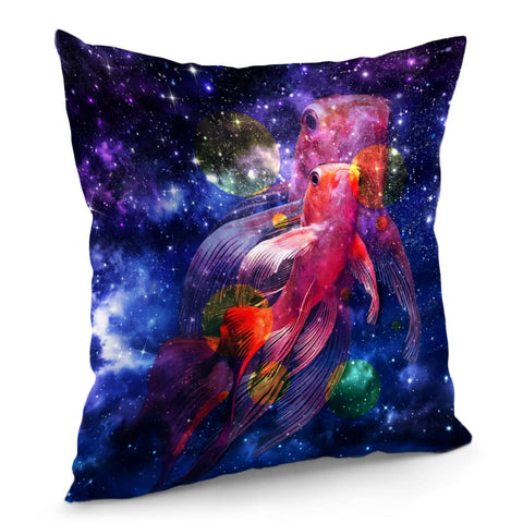 Image of Goldfish And Starry Sky And Bubbles Pillow Cover