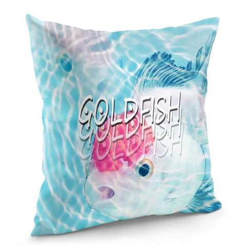 Image of Goldfish And Ripples And Font And Bubbles Pillow Cover