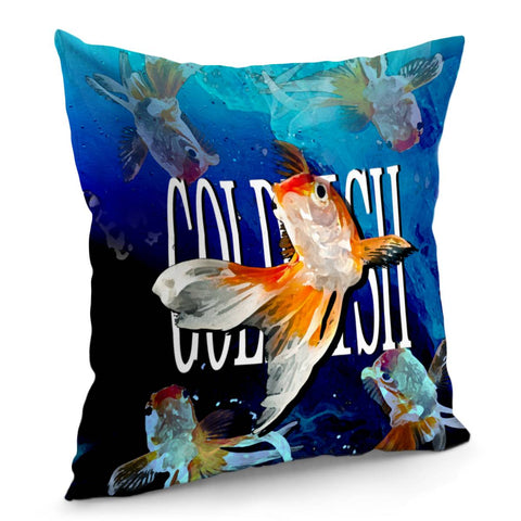 Image of Goldfish And Ocean With Bubbles And Water Drops Pillow Cover