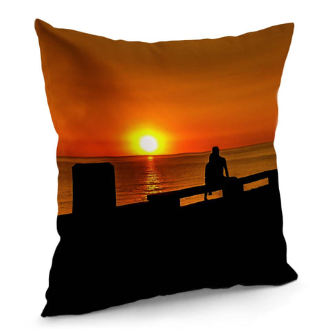 Image of Romantic Coastal Urban Scene, Montevideo, Uruguay Pillow Cover