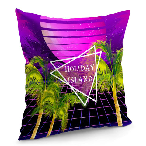 Image of Tropical Island With Coconut Trees Pillow Cover