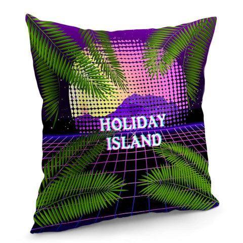 Image of Tropical Island With Coconut Leaves Pillow Cover