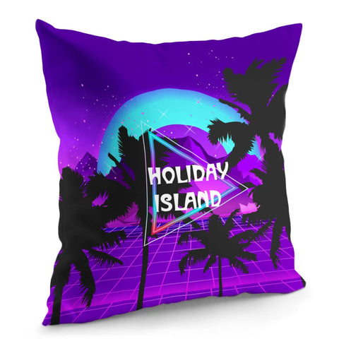 Image of Tropical Island With Coconut Trees Pillow Cover