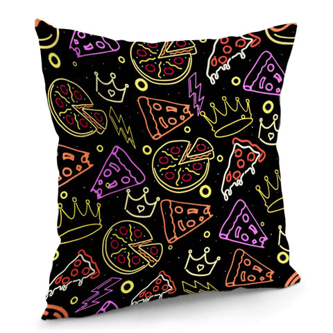 Image of Pizza And Diadem With Meat And Vegetables And Polka Dots Pillow Cover