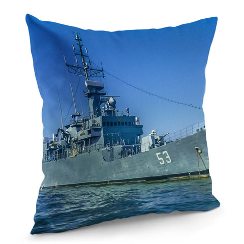 Image of Army Ship In Caribbean Sea, Cartagena - Colombia Pillow Cover