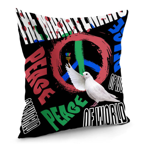 Image of Peace Dove And Font With Graffiti And Brush Pillow Cover