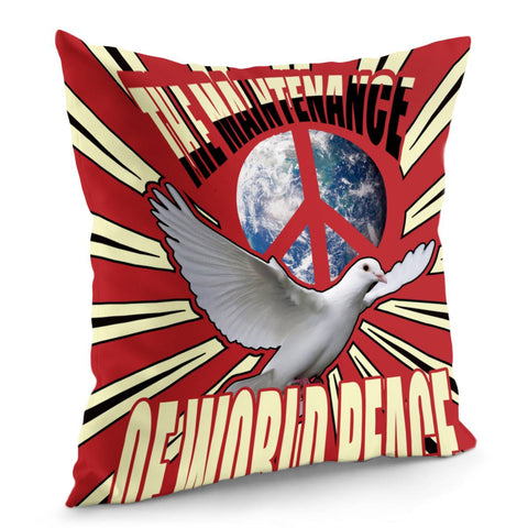 Image of Peace Dove And Font And Earth And Peace Sign Pillow Cover