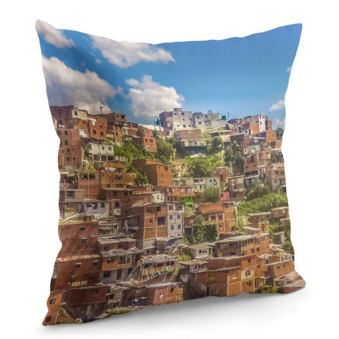 Image of Favelas At Hill, Medellin, Colombia Pillow Cover