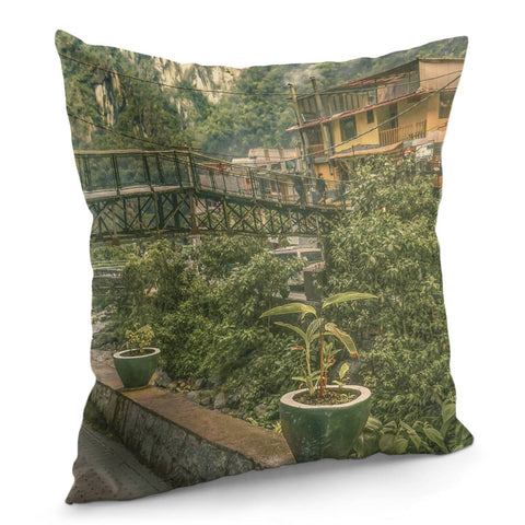 Image of Aguas Calientes Town , Cusco - Peru Pillow Cover