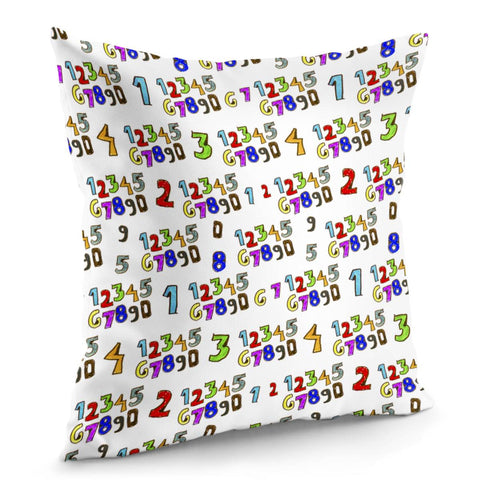 Image of Cartoon Style Numbers Motif Pattern Pillow Cover