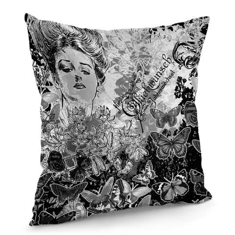 Image of Lady And Butterflies Pillow Cover