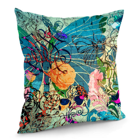 Image of Graffiti Butterfly Roses Pillow Cover