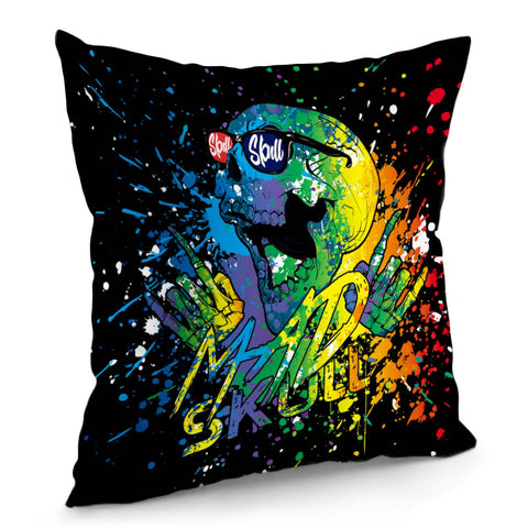 Image of Colored Skull Pillow Cover