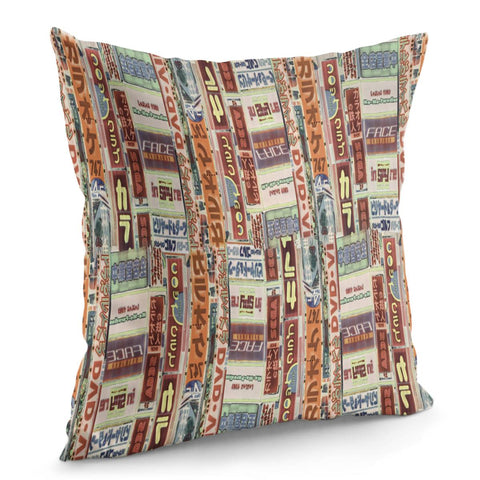 Image of Tokyo Bilboards Collage Pattern Pillow Cover