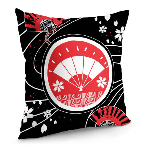 Image of Japanese And Folding Fans And Colors Pillow Cover