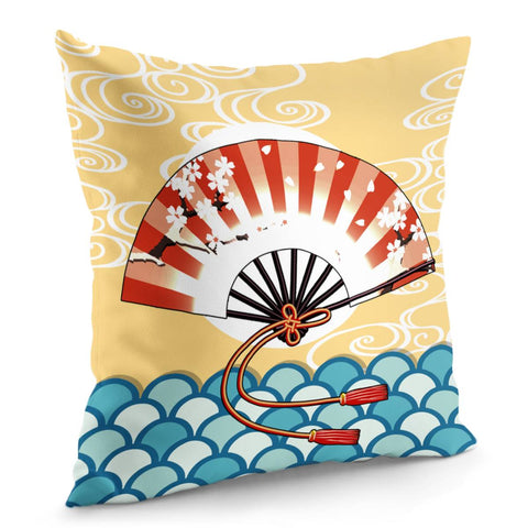 Image of Japanese And Folding Fans And Colors Pillow Cover