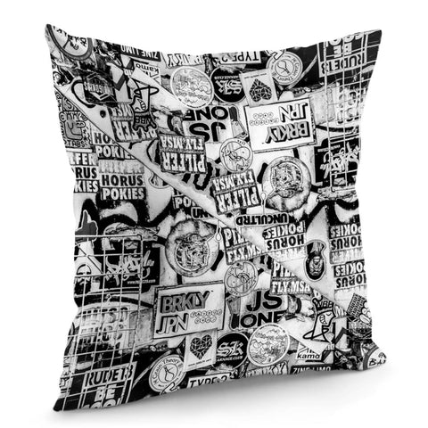 Image of Black And White Urban Collage Print Pillow Cover