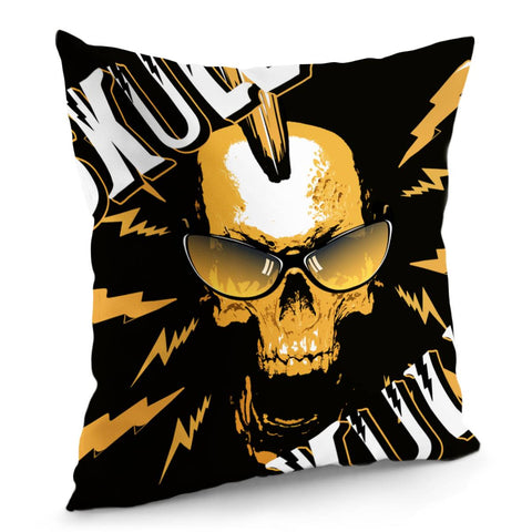 Image of Skull And Eyes And Lightning And Fonts Pillow Cover