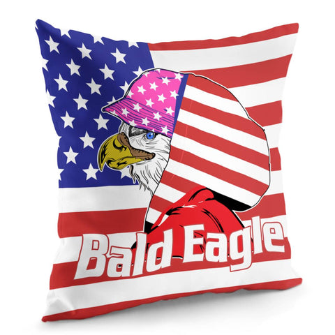 Image of Bald Eagle And American Flag Pillow Cover