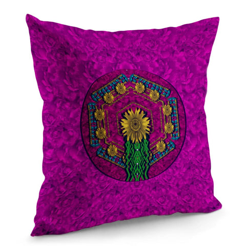 Image of Sun Flower  Fall  In A Golden Mandala Pillow Cover