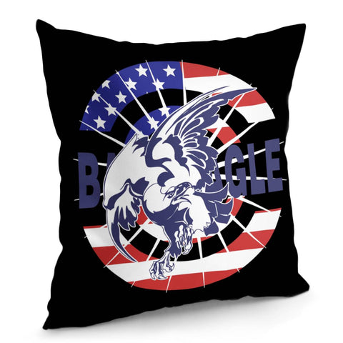 Image of Bald Eagle And American Flag Pillow Cover