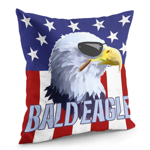 Image of Bald Eagle And American Flag Pillow Cover