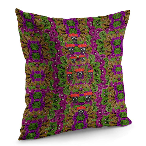 Image of Peacock Lace And Floral Sugar Skulls Pillow Cover