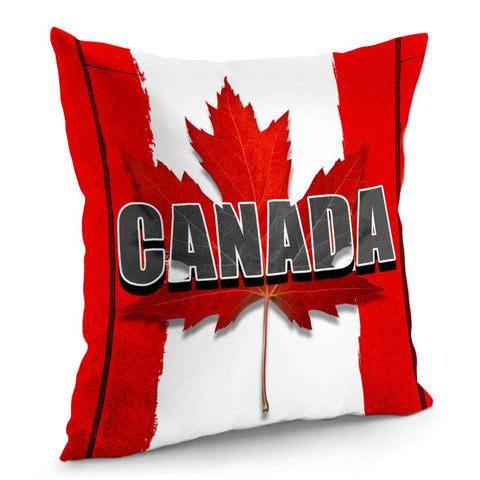 Image of Maple Leaf And Canadian Flag Pillow Cover