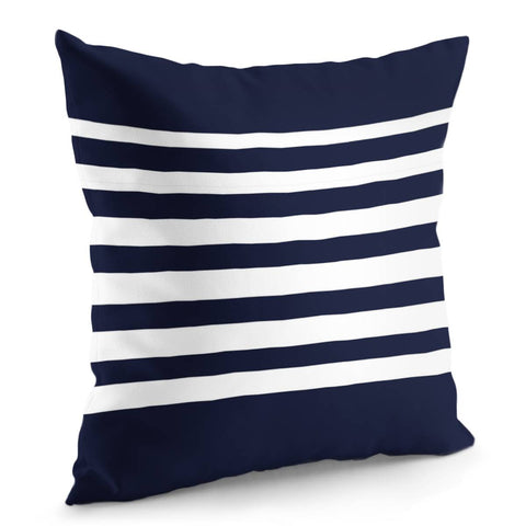 Image of Bandes Blanc/Marine Pillow Cover