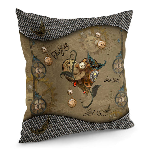 Image of Wonderful Steampunk Heart Pillow Cover