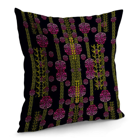 Image of Wild Flowers On Black Pillow Cover